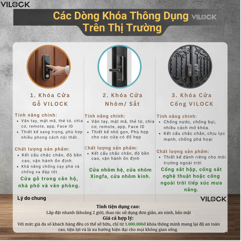 7 Loại Khóa Thông Minh Bạn Nên Biết - Khoá thông minh Vilock 7 Các dòng khóa thông dụng Vilock.vn