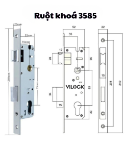 Ruột khoá đơn điểm cho cửa nhôm