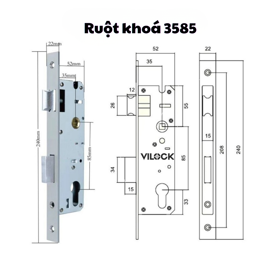 Ruột khoá đơn điểm cho cửa nhôm